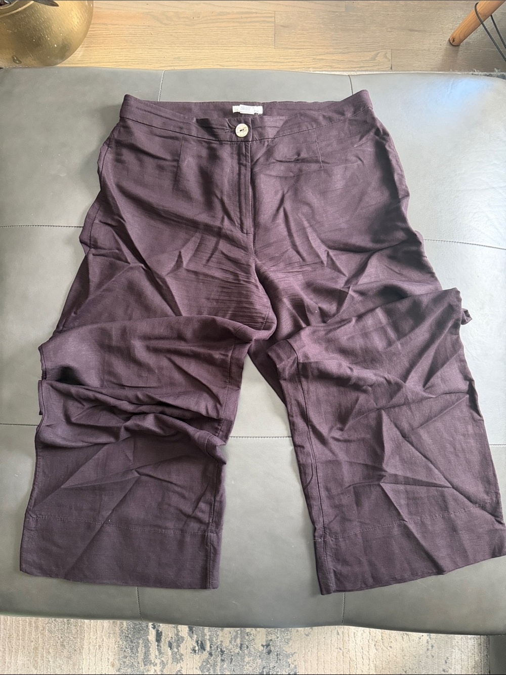 H&M Wide-Leg Linen-Blend Pants Chocolate Brown US Size 6